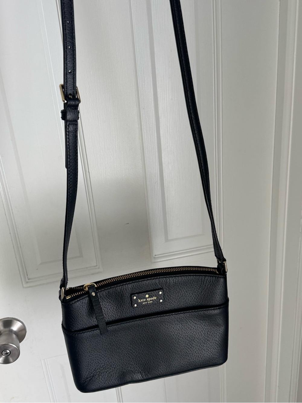 kate spade Black Pebbled Leather Crossbody with Gold Hardware